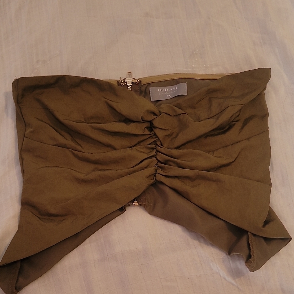 Olive Green Ruched Tube Top
